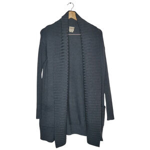 Haute Hippie 100% Merino Wool Longline Charcoal Gray Knit Open Cardigan XS/S